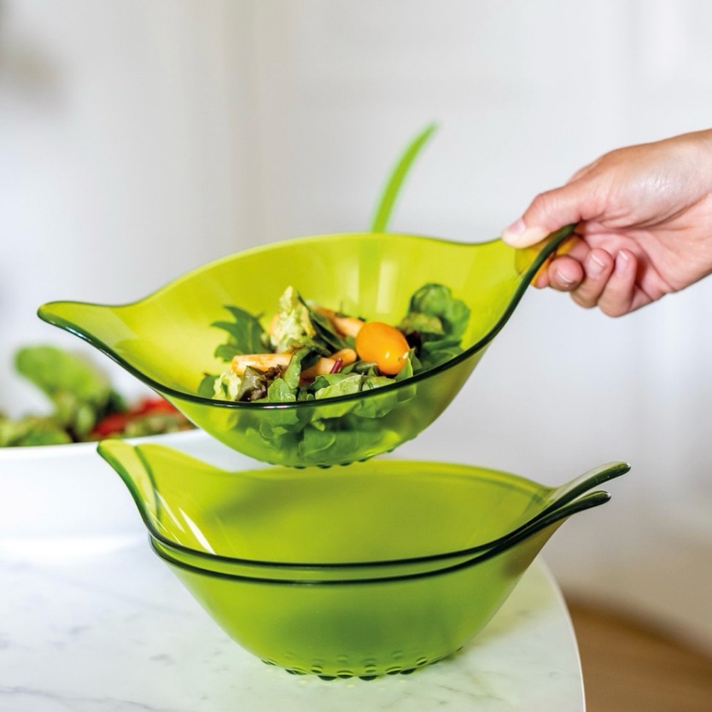 Koziol Germany Leaf S Green Mod Melamine Salad/Snack Bowls 3 Pc Set New in Box
